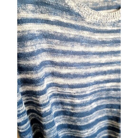 Eileen Fisher Women's Sweater Size XXS Blue Linen Knit Long Sleeves Striped - Picture 3 of 6
